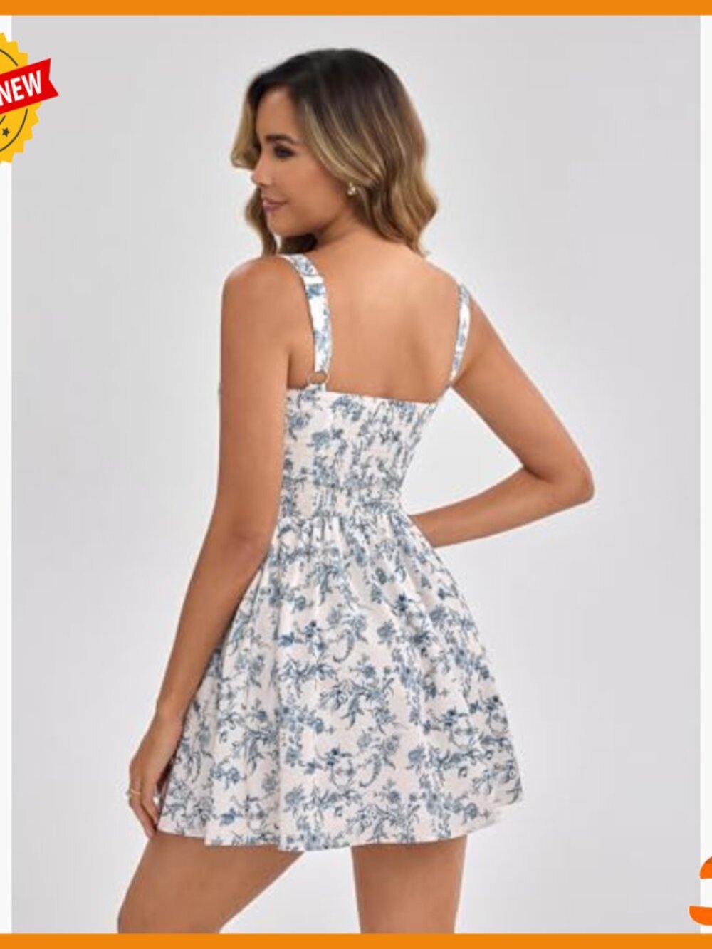 Floral Corset Mini Dress with Pockets, Smocked Back, Adjustable Straps - Picture 4 of 7